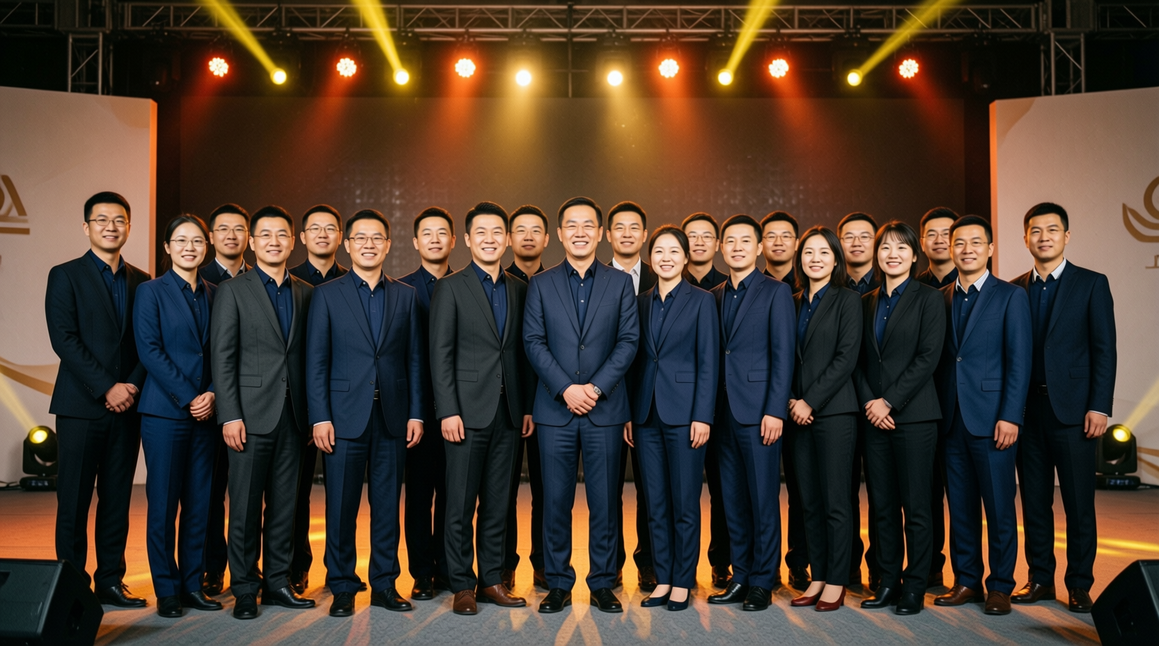 配图1 企业年会统一服装整齐合影