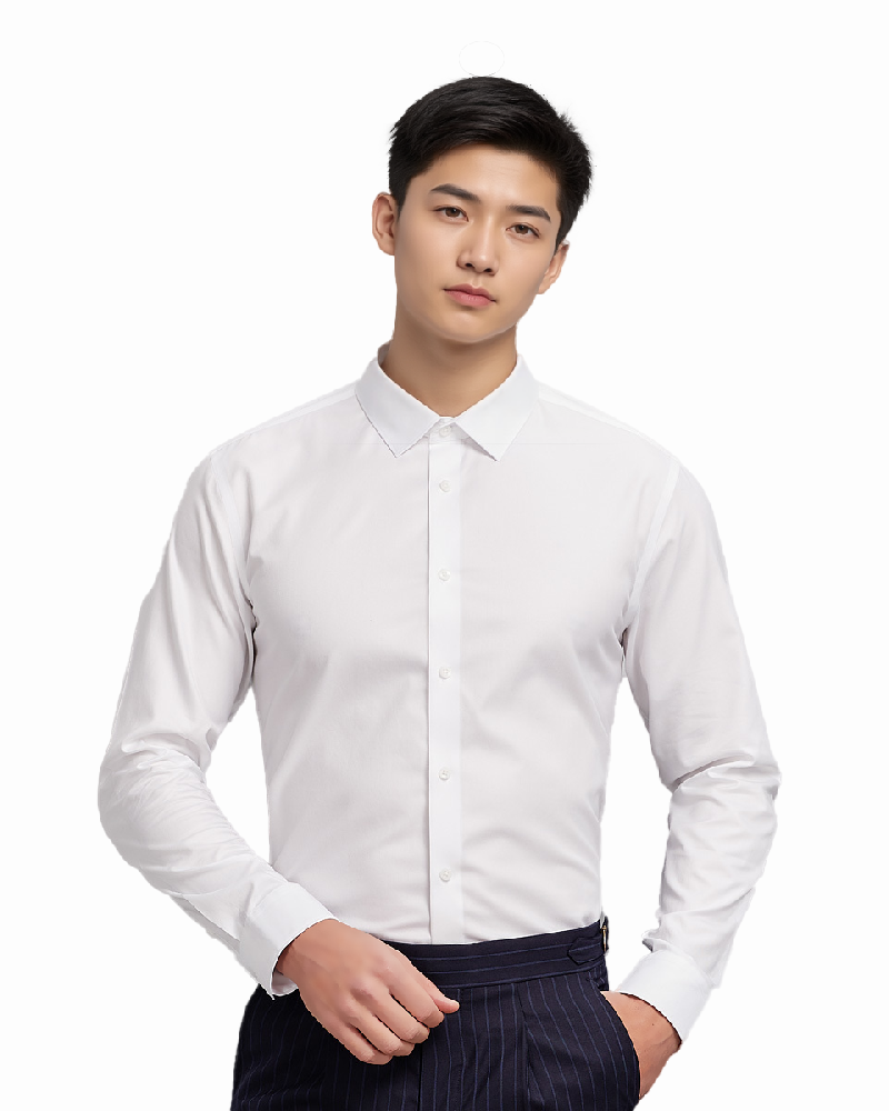 莫代尔白色男款长短袖硬领商务衬衫